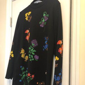 A-Line Mock Turtleneck Floral Print Zara Dress